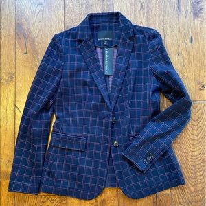 Banana Republic Navy Plaid Blazer